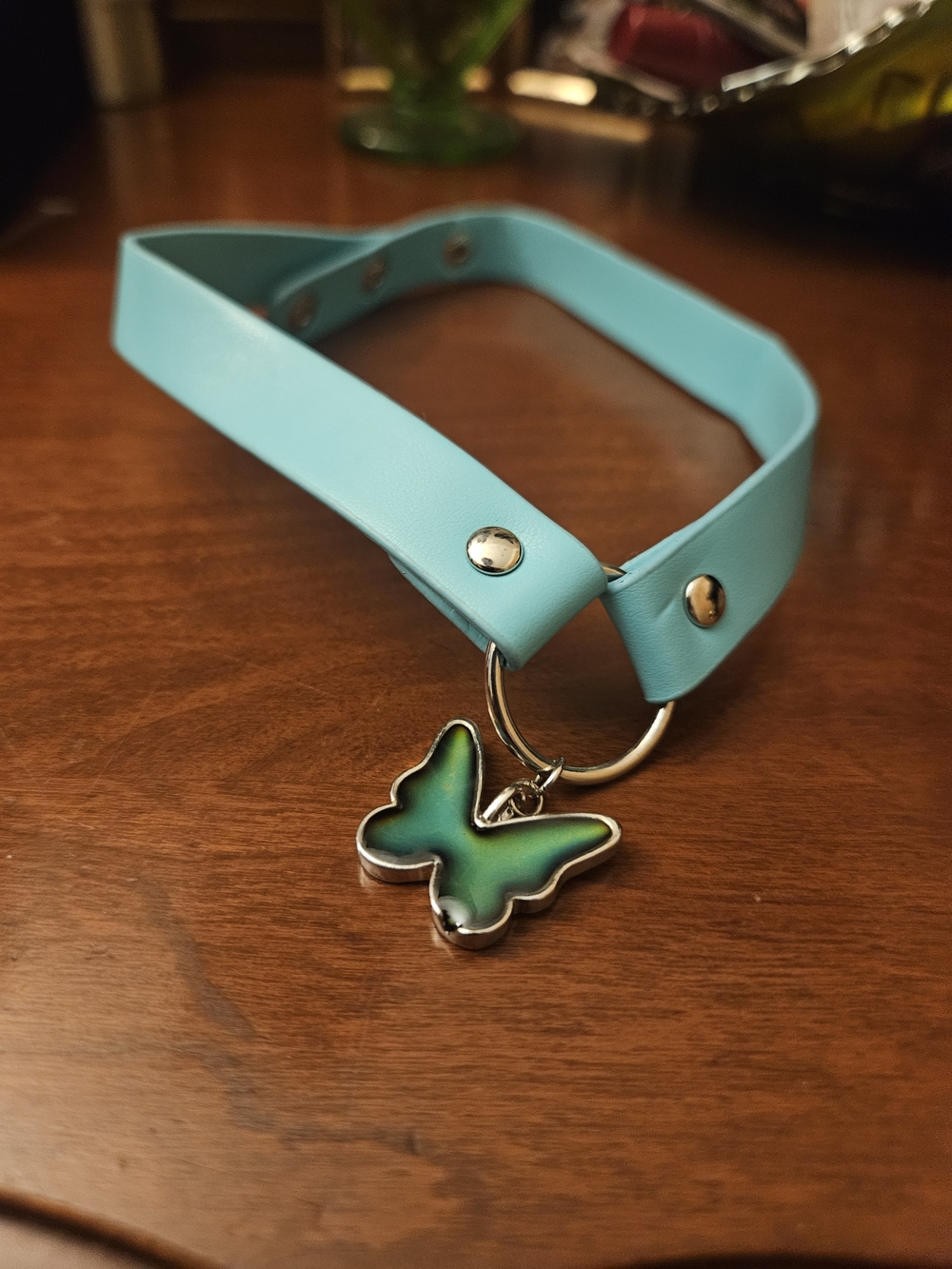 Blue Butterfly Charm Choker Necklace Mood Charm- Women Accessories